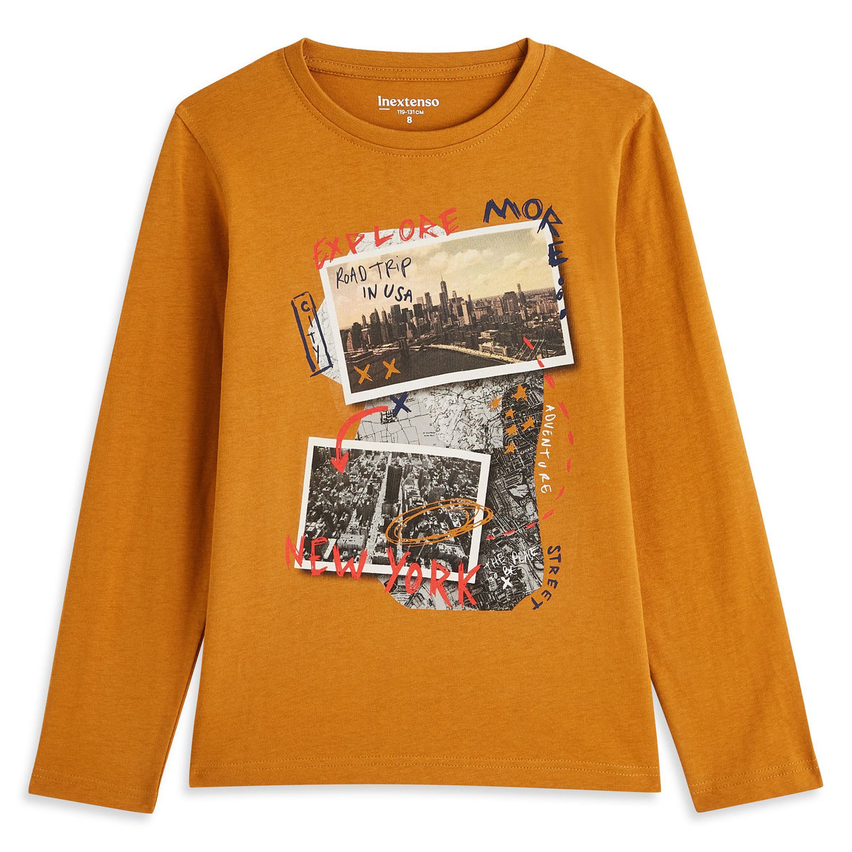 INEXTENSO T-shirt manches longues jaune garçon en coton 