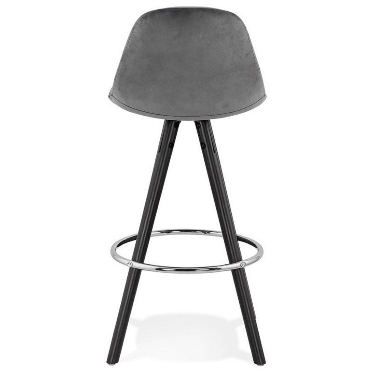 Paris Prix Tabouret de Bar Velours & Bois  Vinea  87cm Gris
