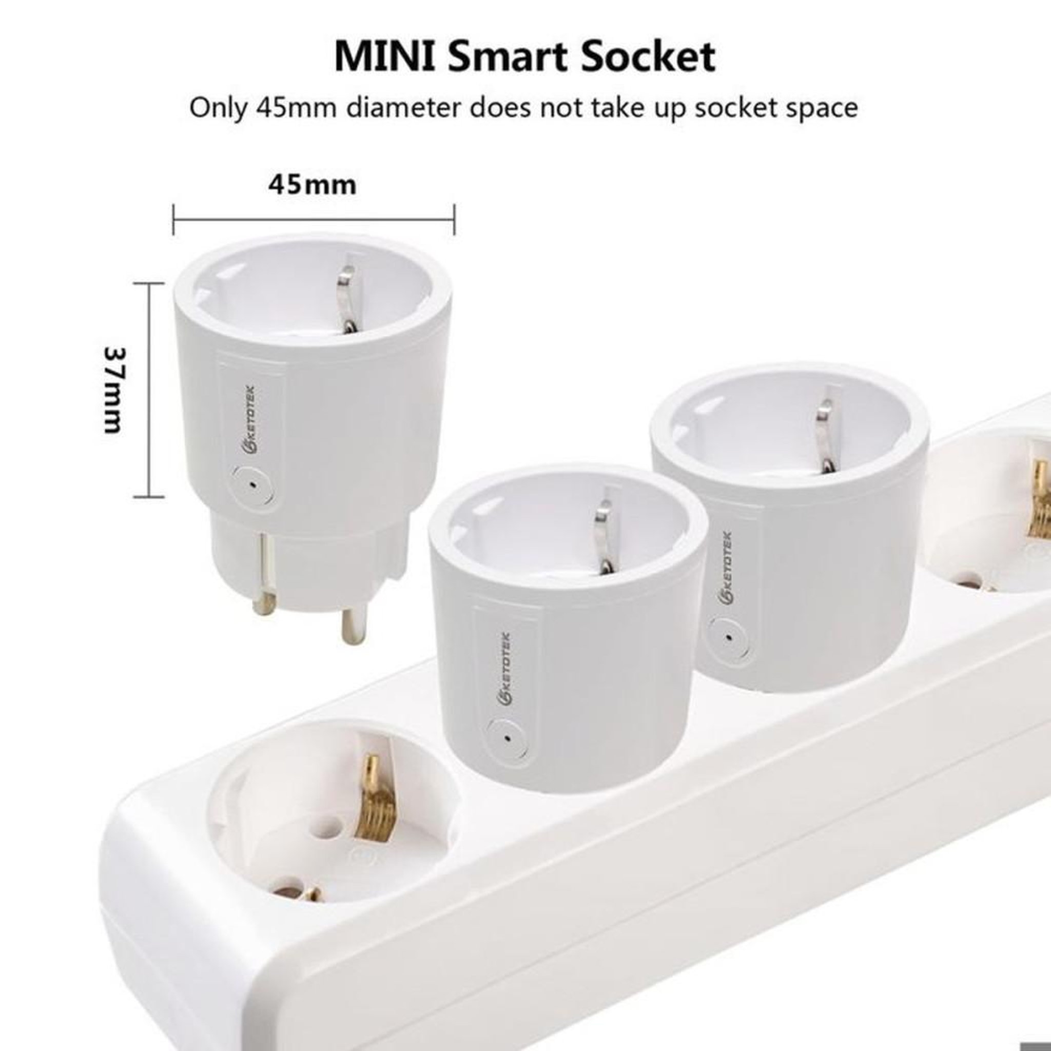 Voir la diapositive 2 : Prise connectée mini Wi‑Fi avec mesure d'énergie en temps réel, pack de 2, commande via appli Smart Life/Tuya et Alexa/Google Assistant, 2,4 GHz
