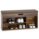 IDIMEX Banc de rangement à chaussures BAIA avec coffre, en bois. Coloris disponibles : Marron