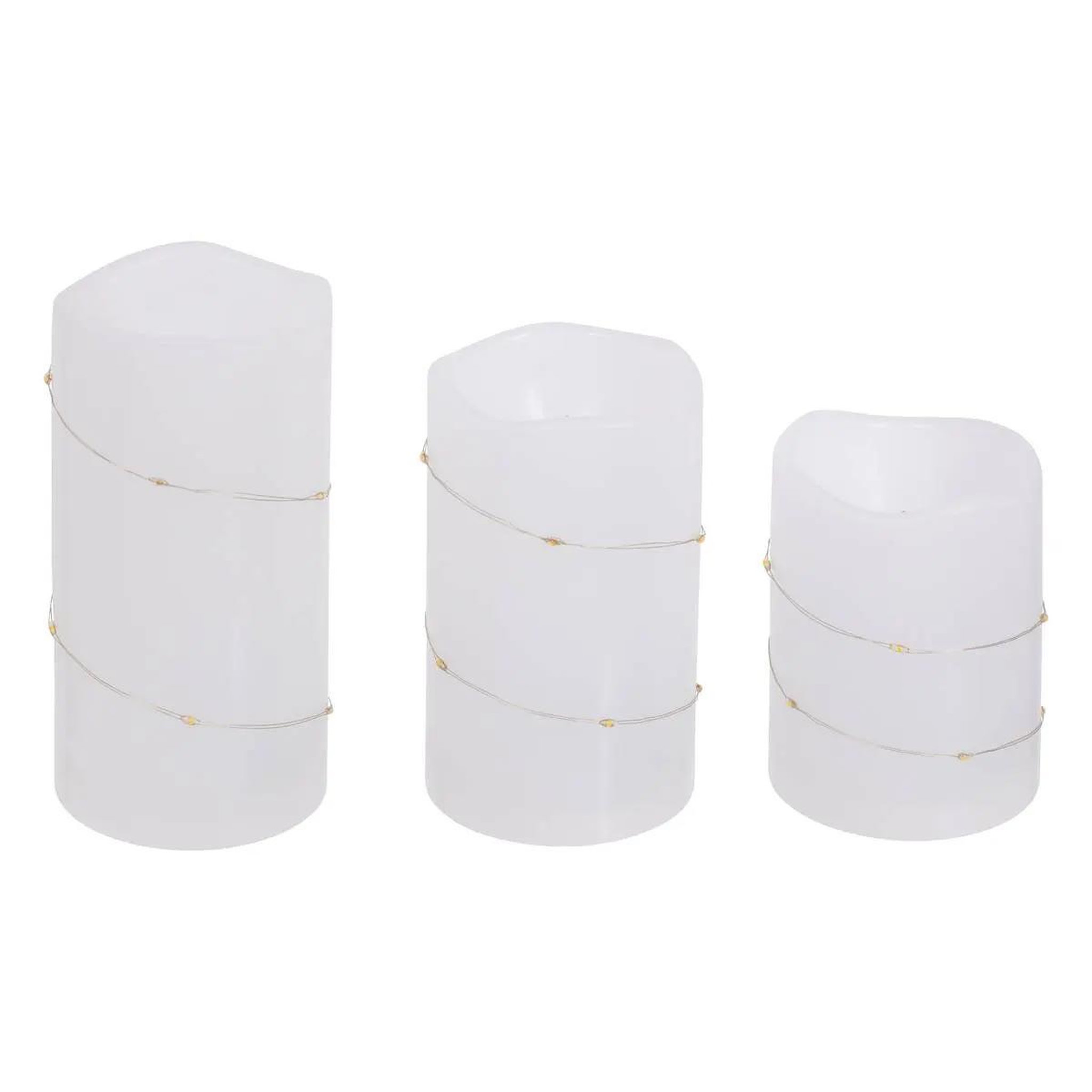 ATMOSPHERA Lot de 3 bougies led  copper  14cm blanc chaud