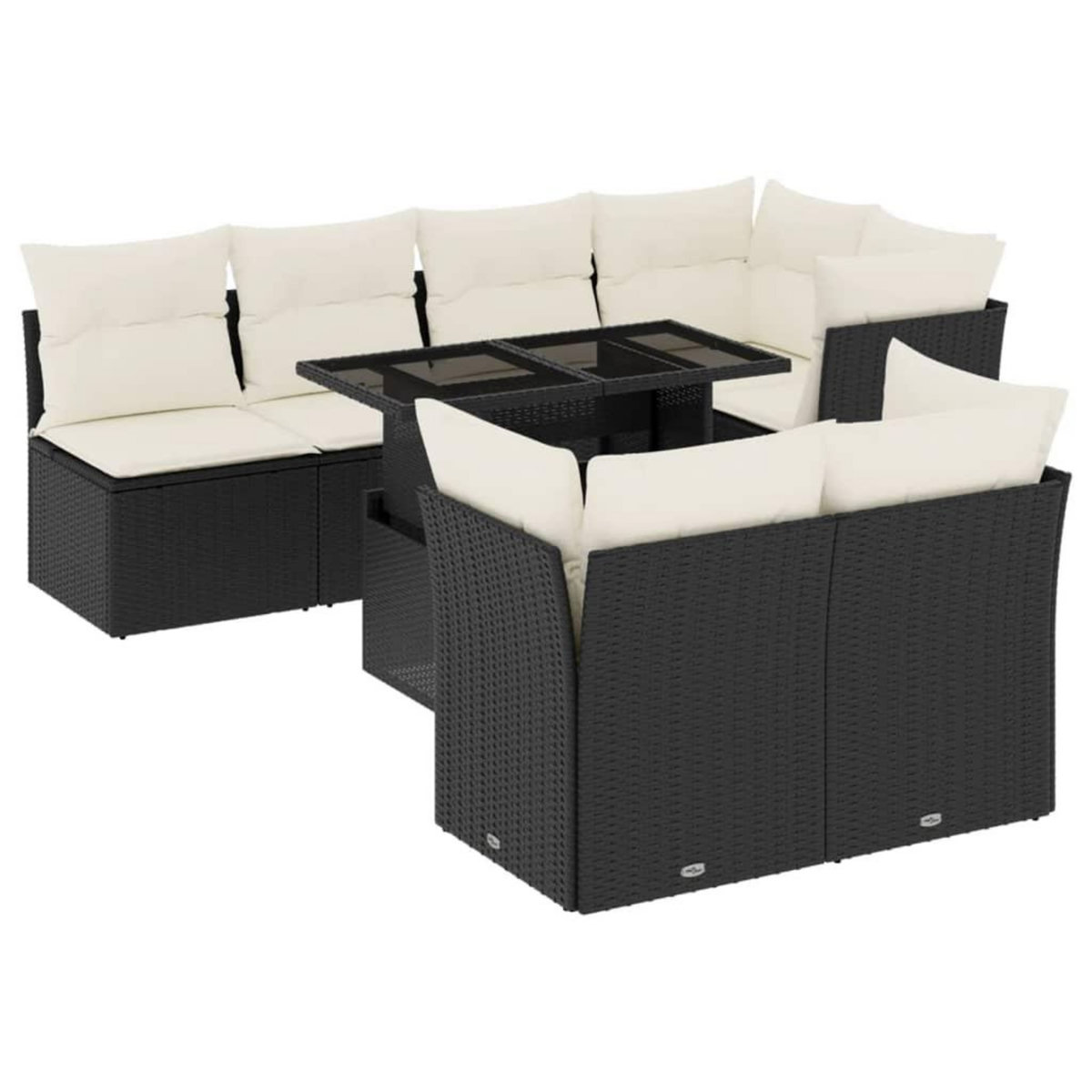 VIDAXL Salon de jardin 8 pcs avec coussins noir resine tressee