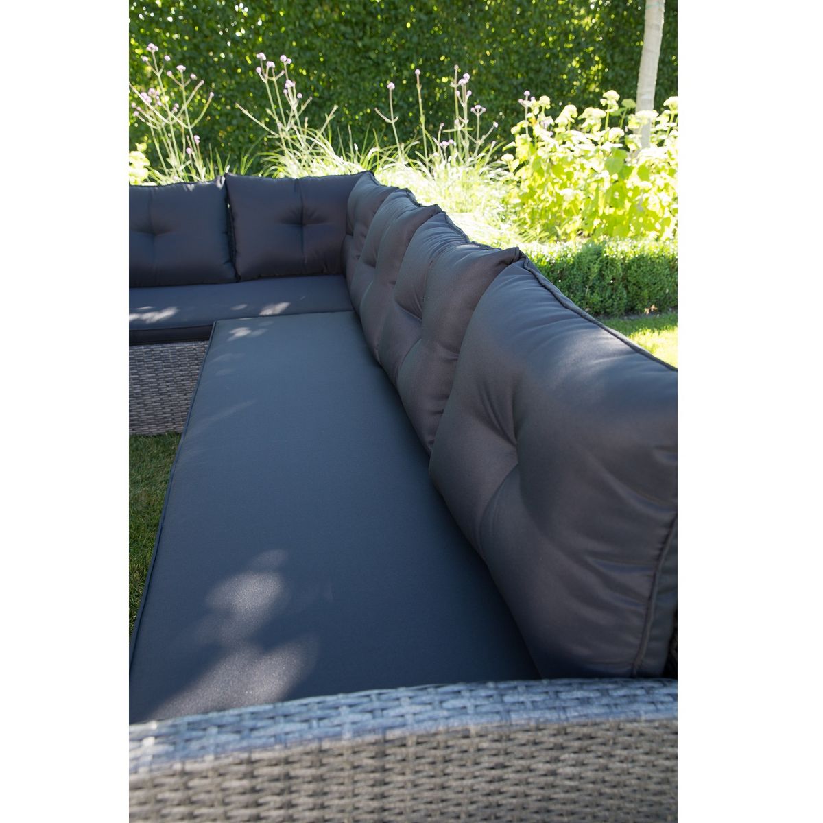 GARDENSTAR Salon bas de jardin - 8 places - Acier/bois - Gris - CANCUN