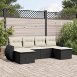 VIDAXL Salon de jardin 6 pcs avec coussins noir resine tressee