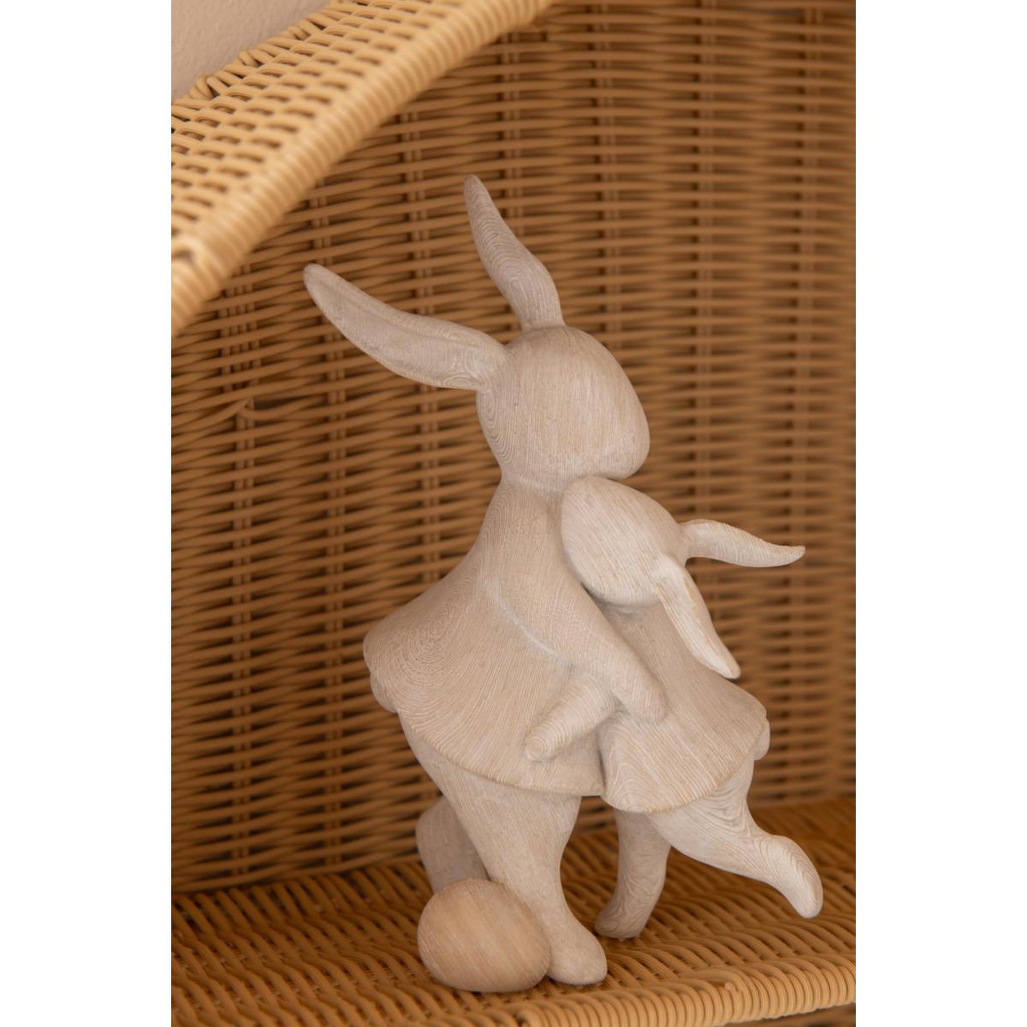 Voir la diapositive 3 : J-LINE Statuette déco lapins  câlin  18cm beige