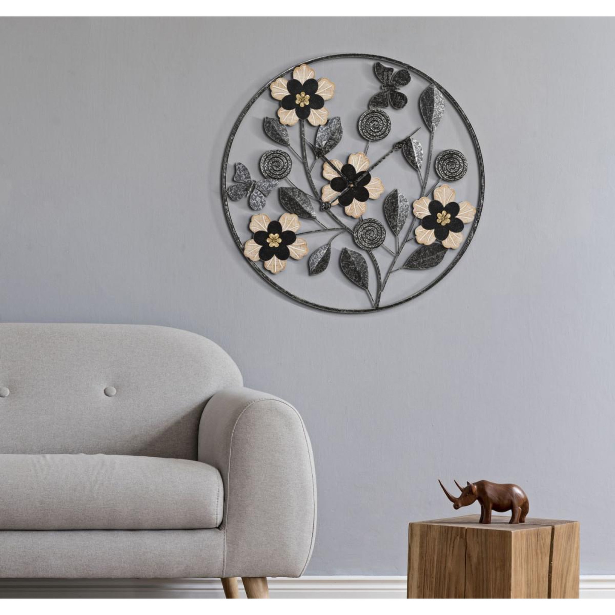 Voir la diapositive 5 : Paris Prix Horloge murale en métal  divaker  67cm noir