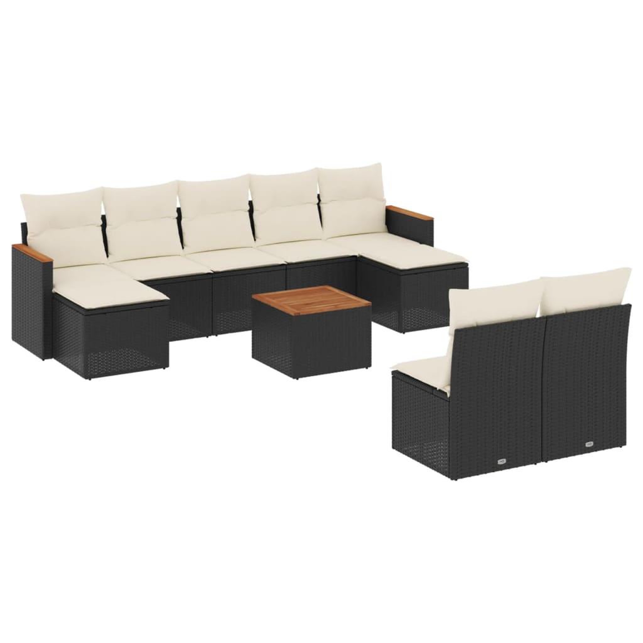 Voir la diapositive 2 : VIDAXL Salon de jardin 10 pcs avec coussins noir resine tressee