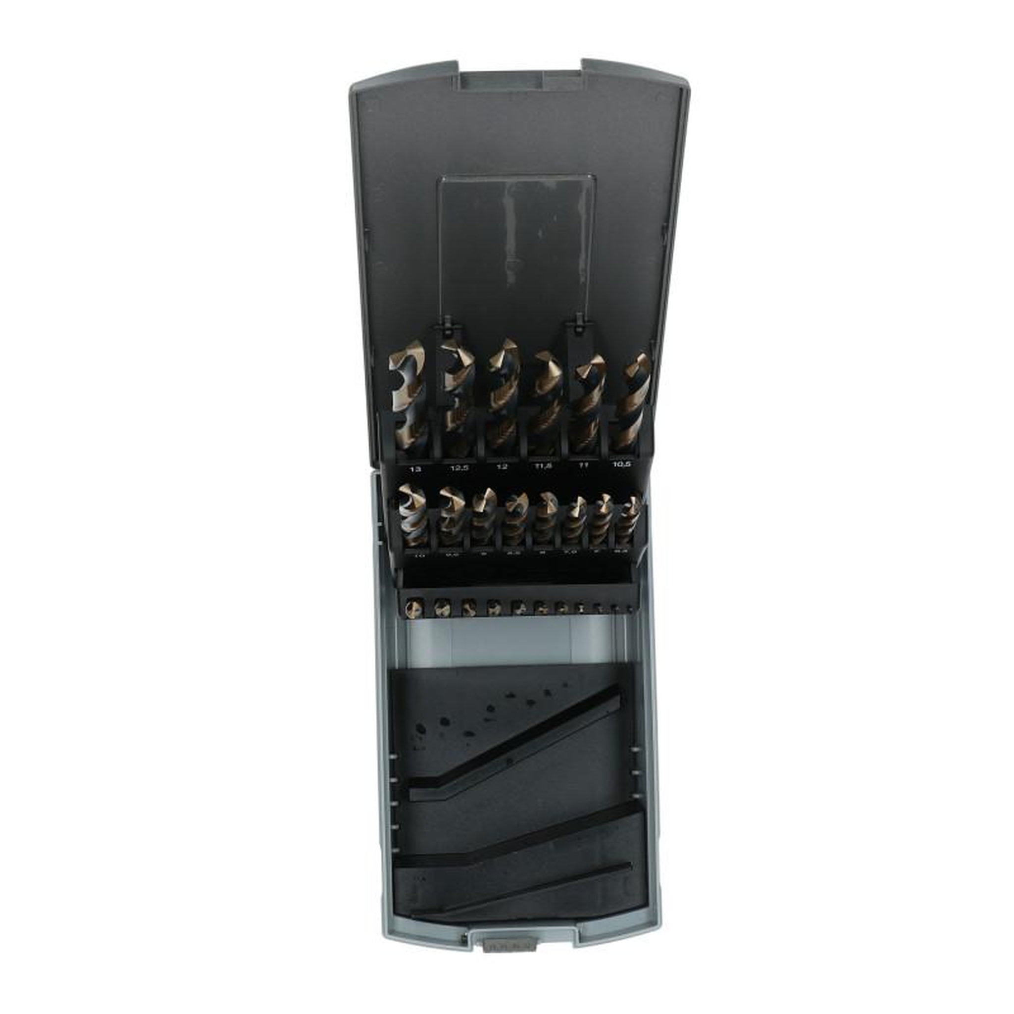Voir la diapositive 2 : Shiny Hanger Coffret de 25 forets HSS taillés meulés M2 135° HANGER 155193