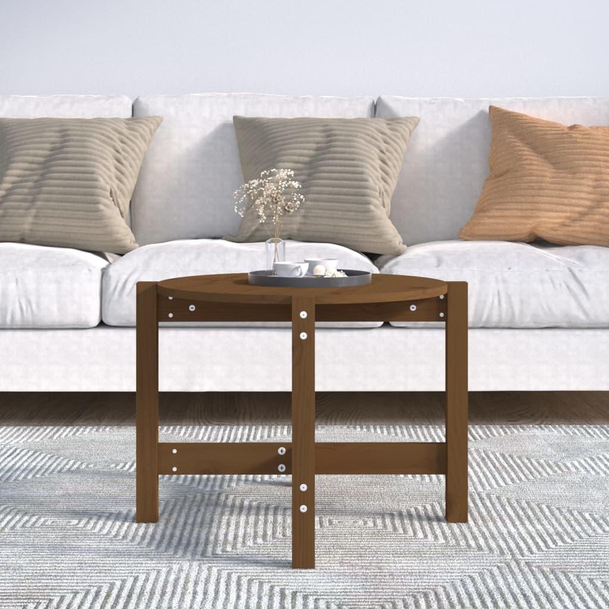 Voir la diapositive 3 : VIDAXL Table basse Marron miel Ø 62,5x45 cm Bois massif de pin