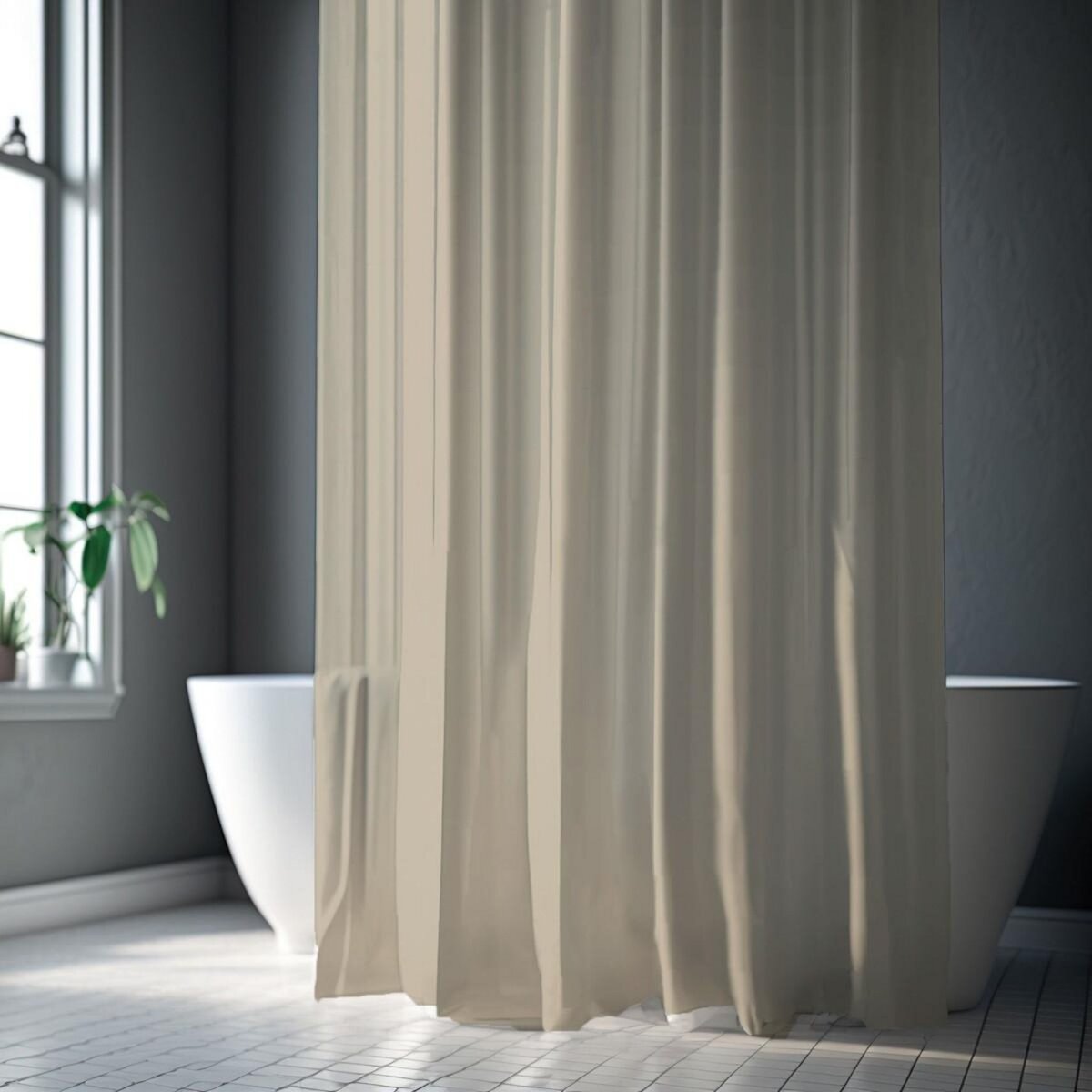 GUY LEVASSEUR Rideau de douche uni en polyester ESSENTIEL