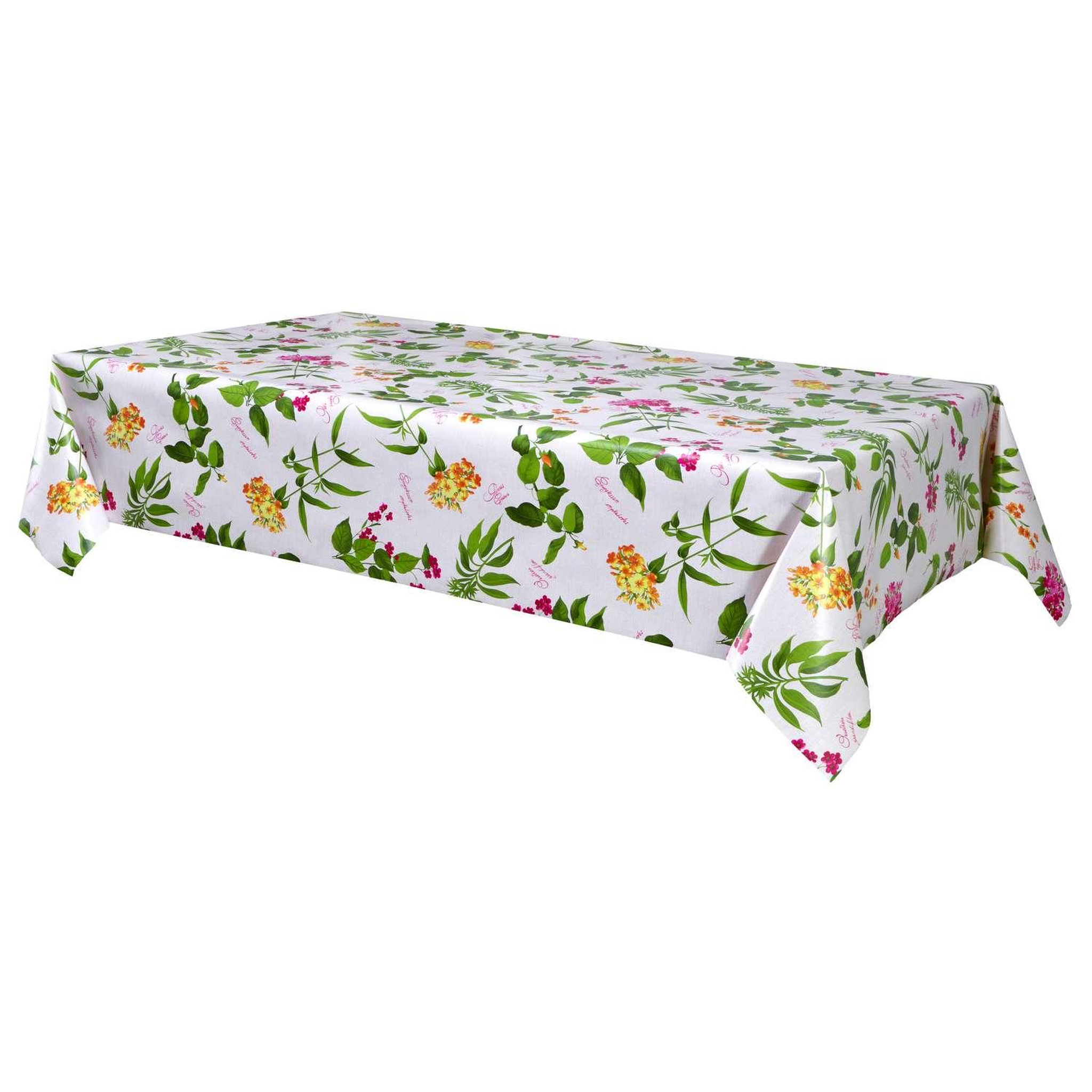 HABITABLE Nappe en toile cirée rectangulaire Botanique - 140 x 200 cm - Fuchsia