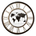 ATMOSPHERA Pendule Ronde en Métal  Monde  67cm Naturel