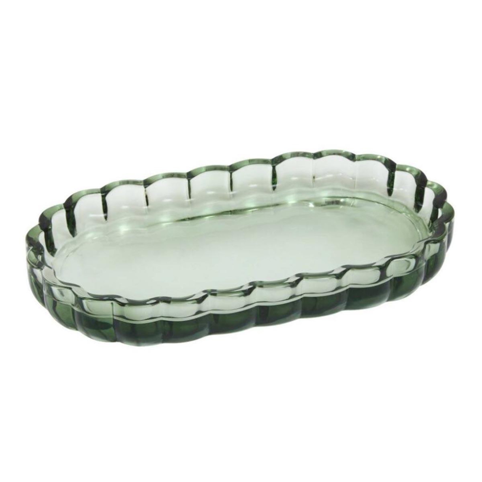FIVE Plateau de salle de bain en verre  floréa  19cm vert