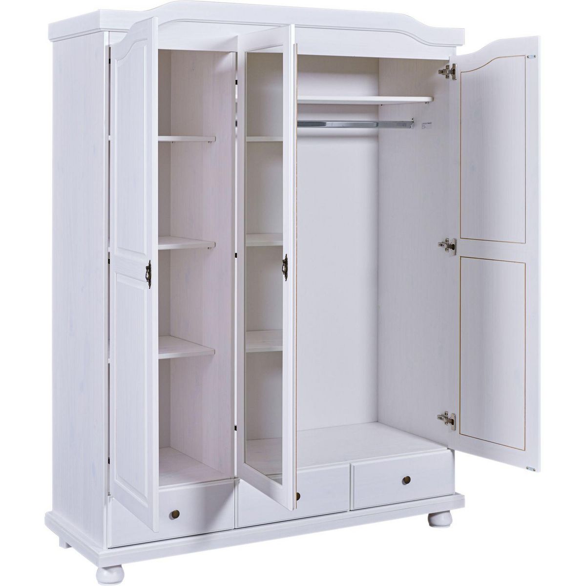 Armoire rustique en pin massif 3 portes  3 tiroirs L104cm BASTIAN