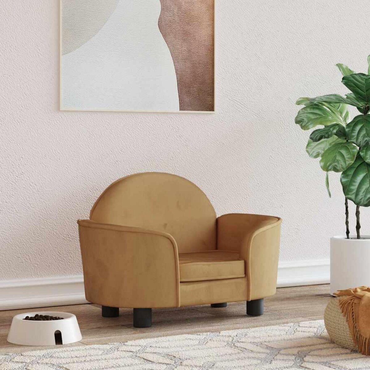 VIDAXL Lit pour chien marron 66x40x45 cm velours