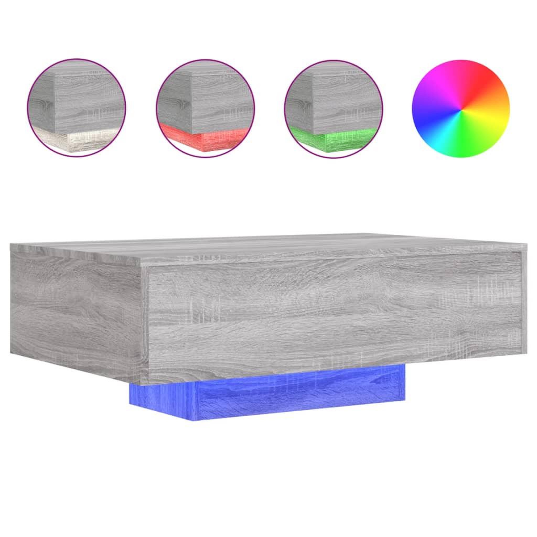 Voir la diapositive 2 : VIDAXL Table basse avec lumieres LED sonoma gris 85x55x31 cm