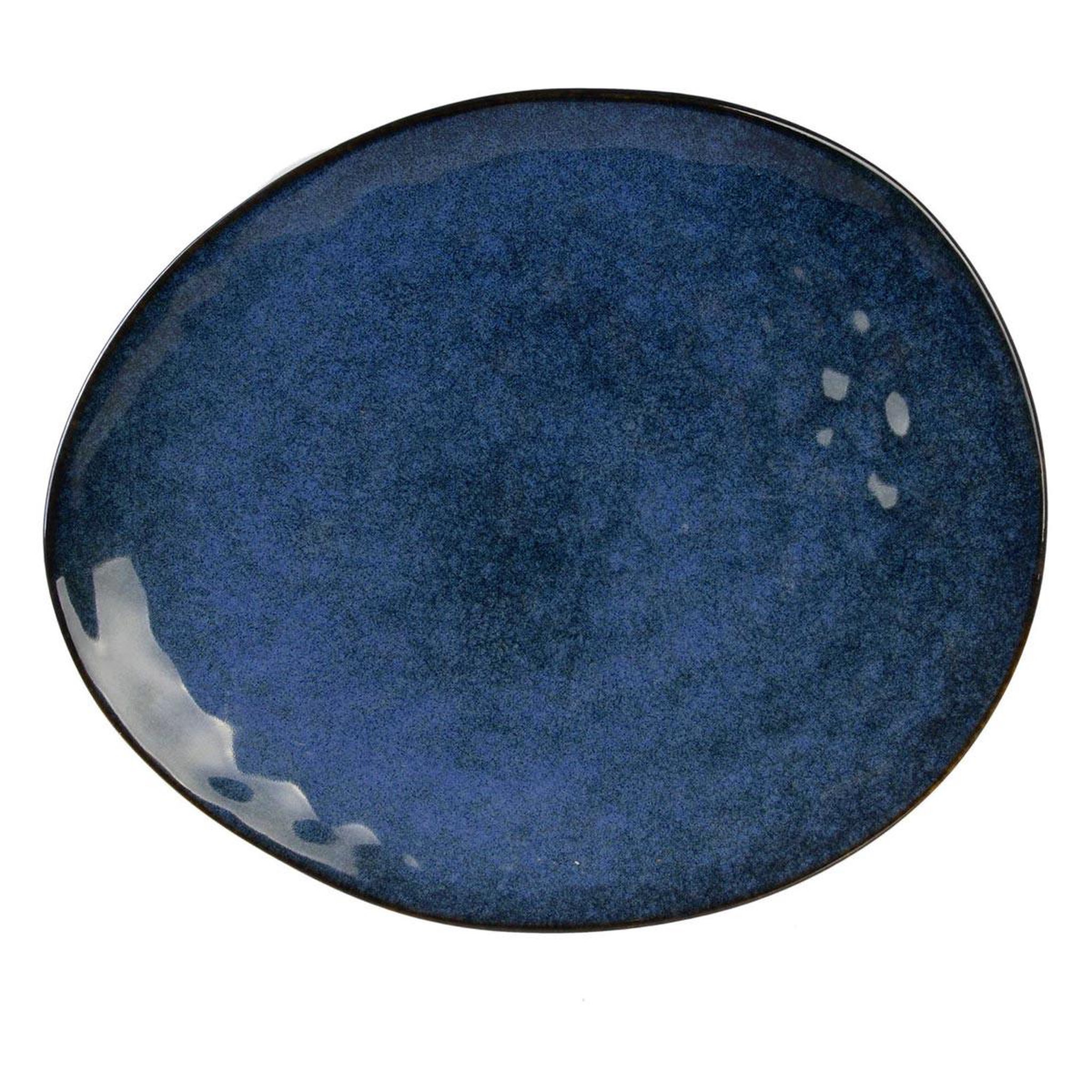 The Home Deco Factory Lot de 6 assiettes plates  au grès  27cm bleu