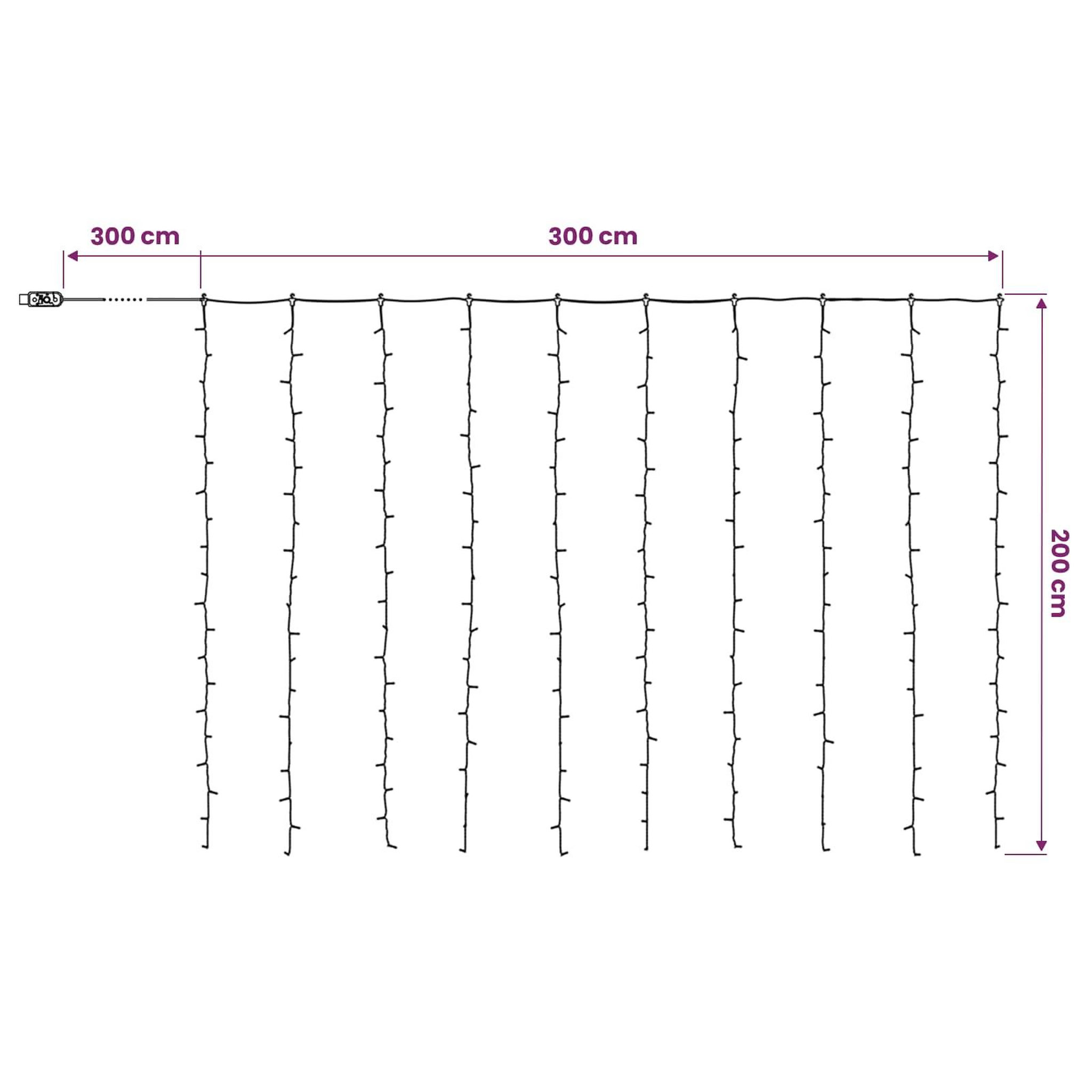 Voir la diapositive 3 : VIDAXL Rideau lumineux Transparent 300 x 200 cm PVC 200 LED