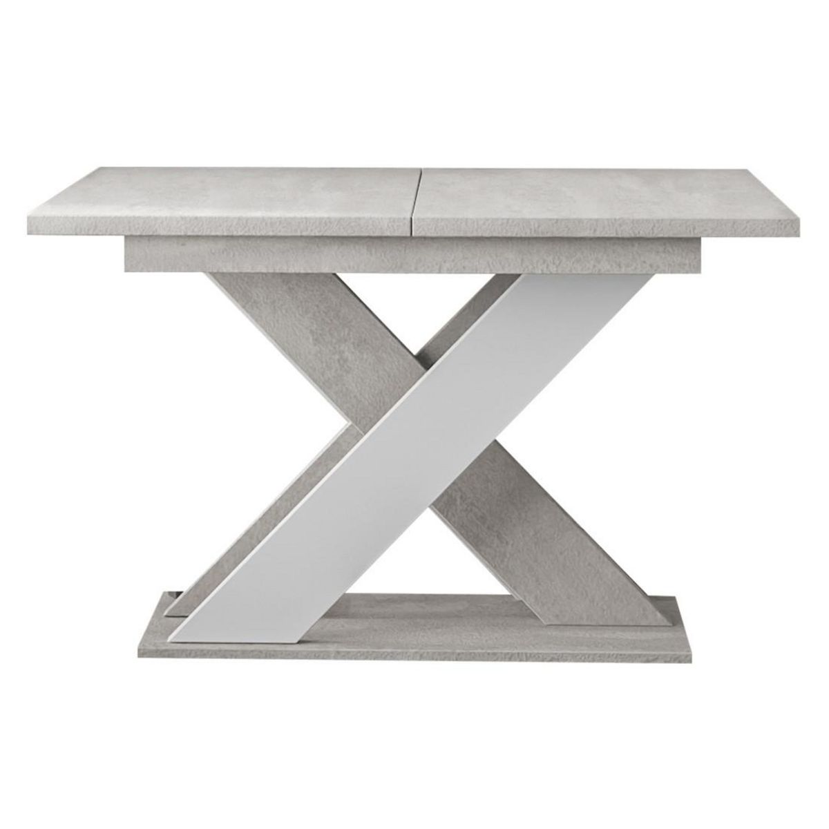 BEST MOBILIER Tosca - table à manger extensible - gris et blanc - 4 à 6 personnes