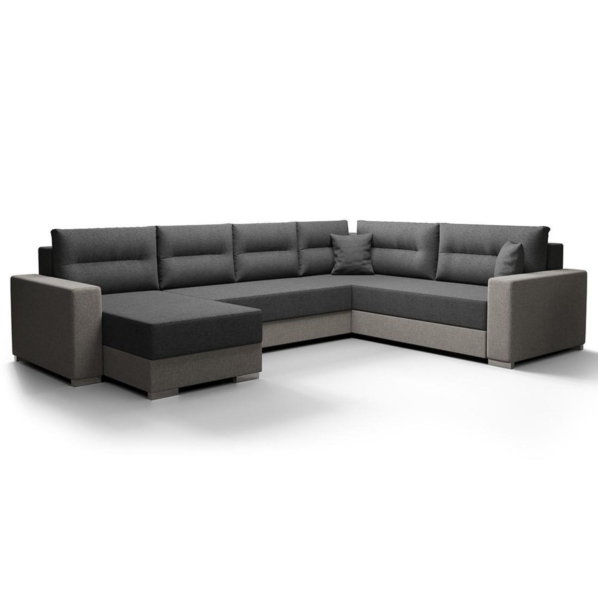 BEST MOBILIER Leslie - canapé panoramique d'angle réversible 7 places convertible avec coffre en tissu