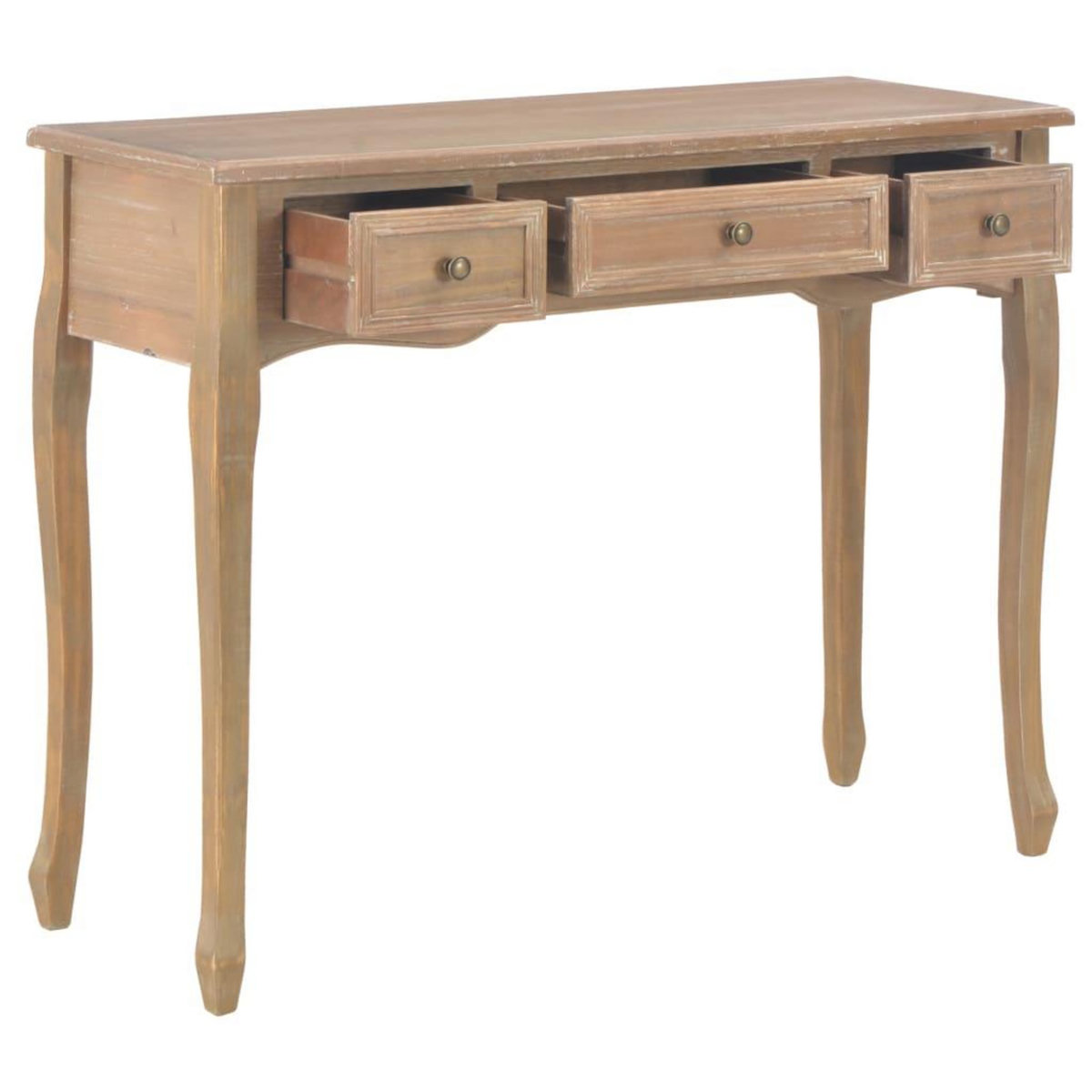 VIDAXL Table de console et coiffeuse avec 3 tiroirs Marron