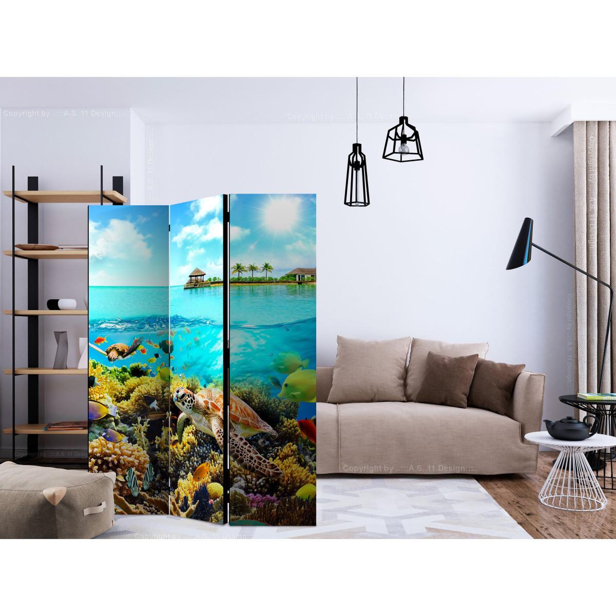 Voir la diapositive 2 : Paris Prix Paravent 3 volets  heavenly maldive  135x172cm