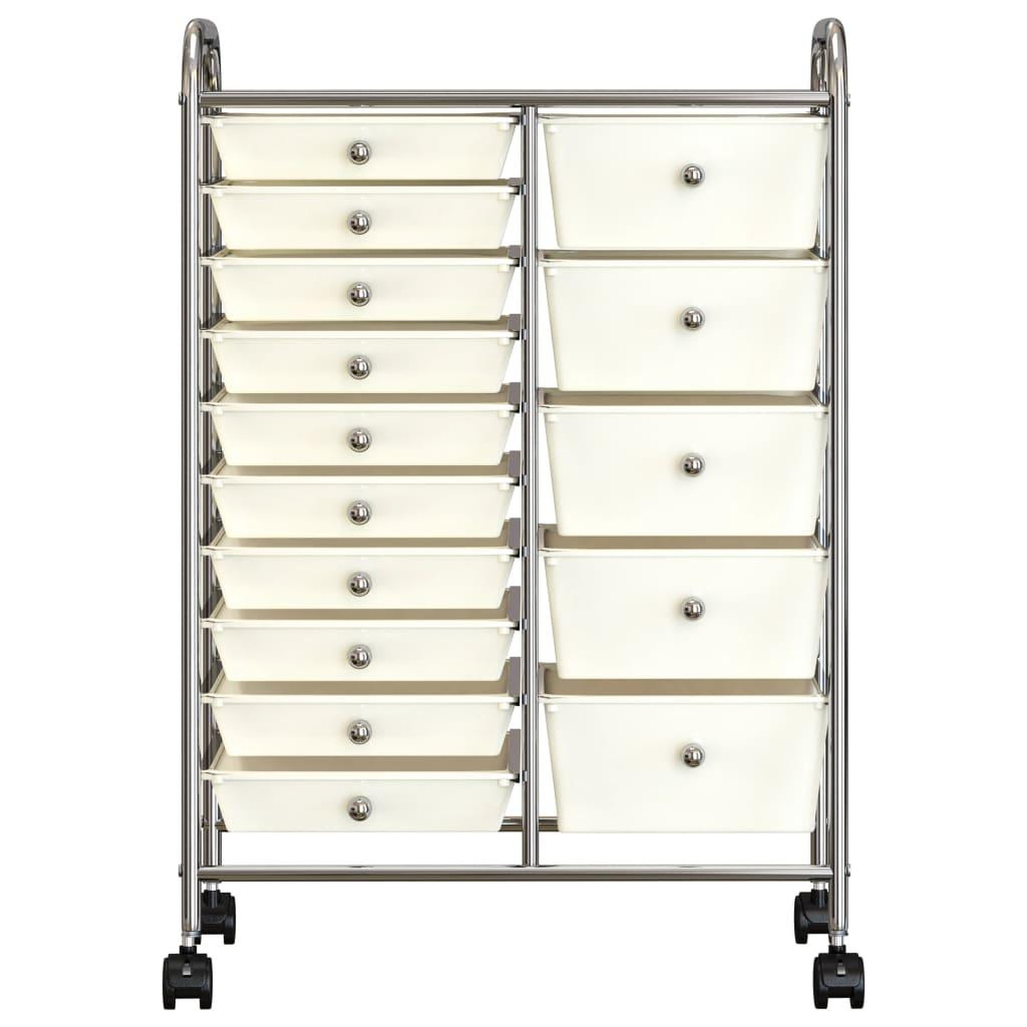 Voir la diapositive 3 : VIDAXL Chariot de rangement mobile a 15 tiroirs XXL Blanc Plastique