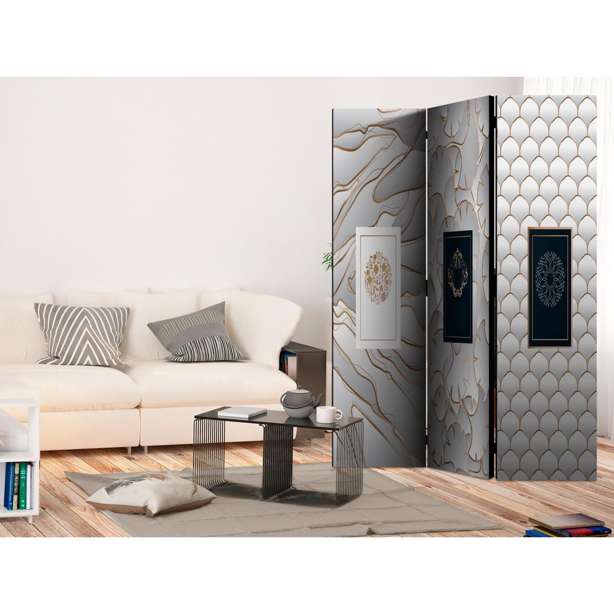 Voir la diapositive 2 : Paris Prix Paravent 3 volets  labels  135x172cm