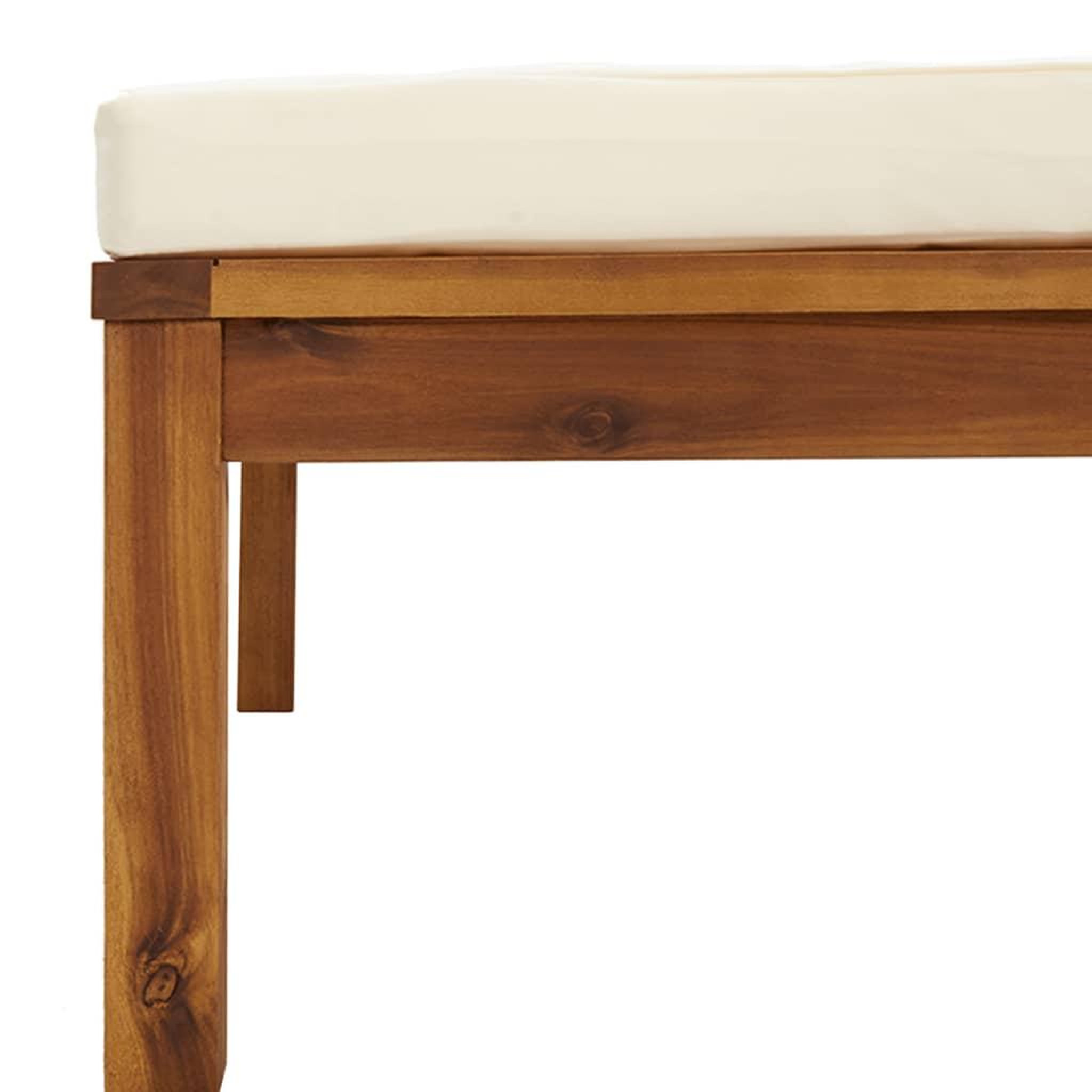 Voir la diapositive 4 : VIDAXL Repose-pied avec coussin blanc creme Bois d'acacia massif