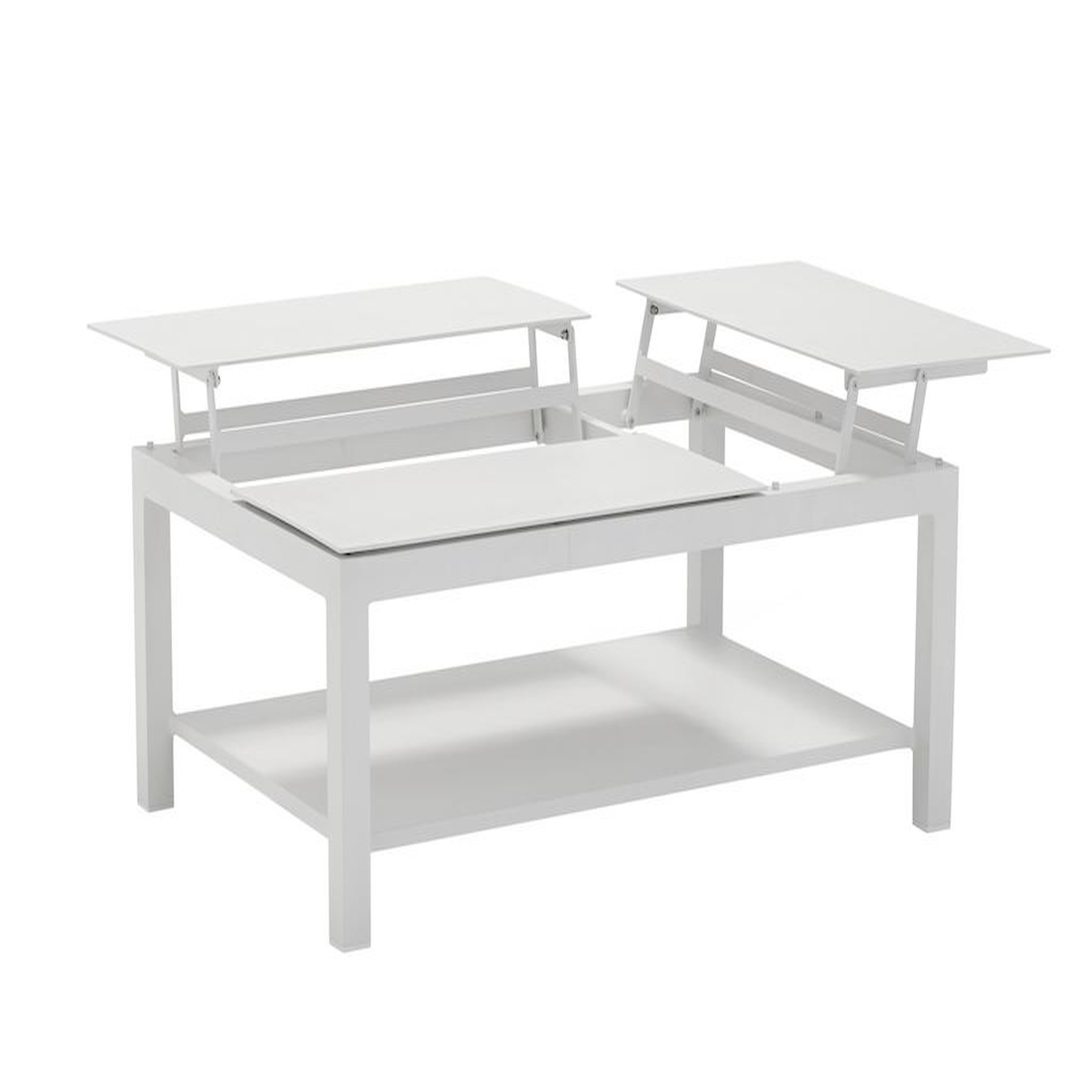 Proloisirs Table basse BUTTERFLY élévatrice - 120 x 80 x 42/54 cm - Aluminium époxy - Blanc
