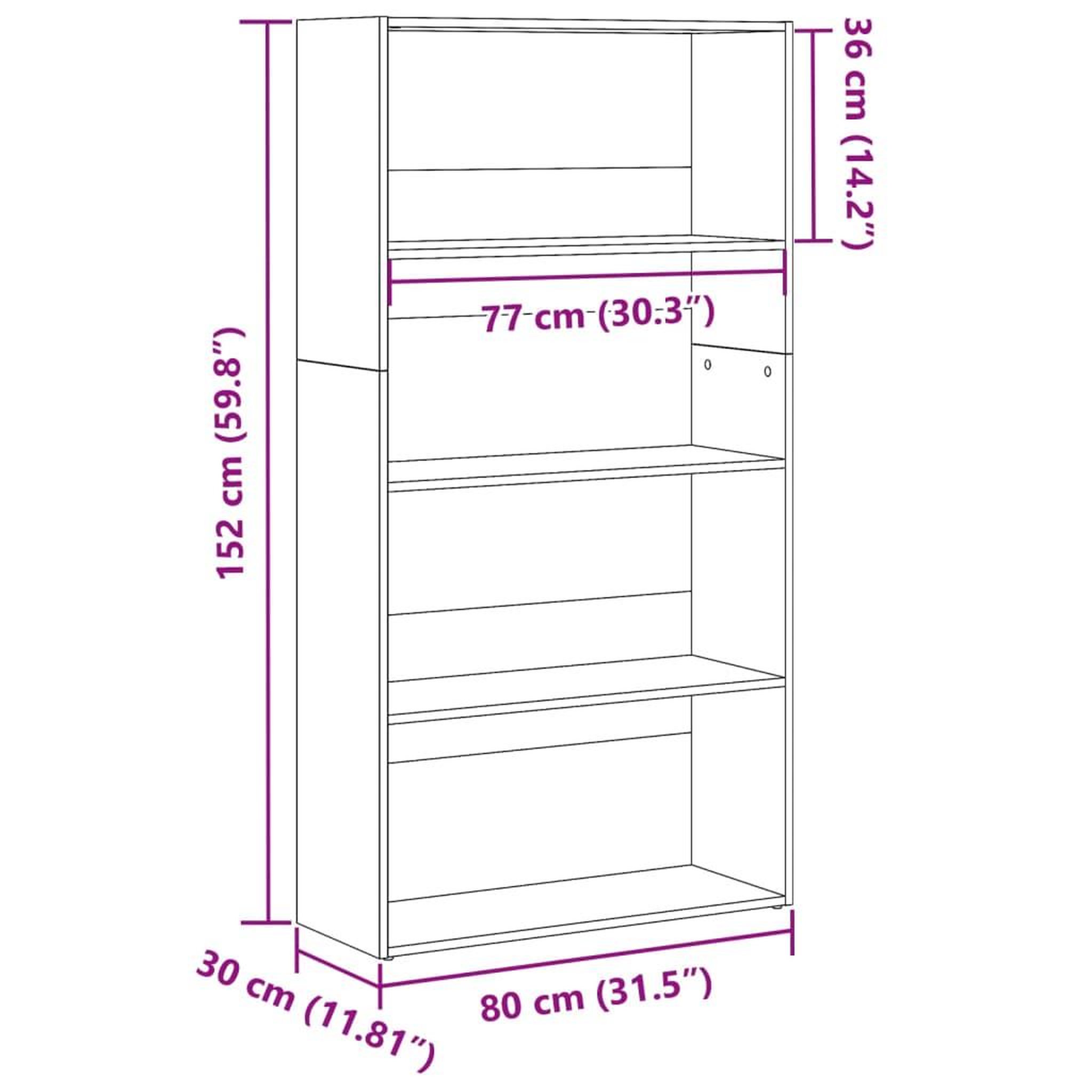 Voir la diapositive 6 : VIDAXL Bibliotheque blanc 80x30x152 cm bois d'ingenierie