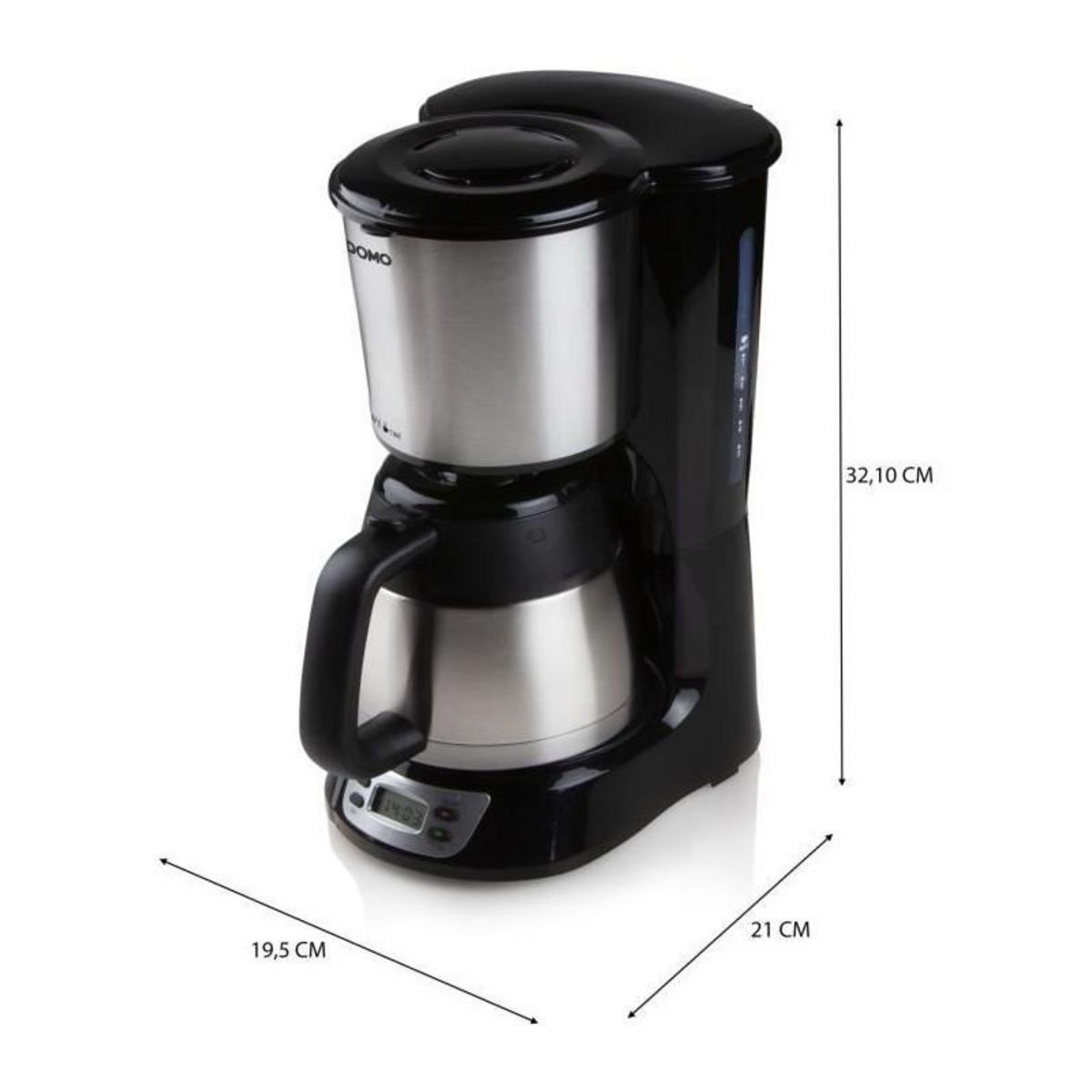 Domo Cafetiere filtre - DOMO - DO709K - 1000 W - 1 L - 8 tasses - Ecran LCD - Minuteur 24 h - Acier inoxydable