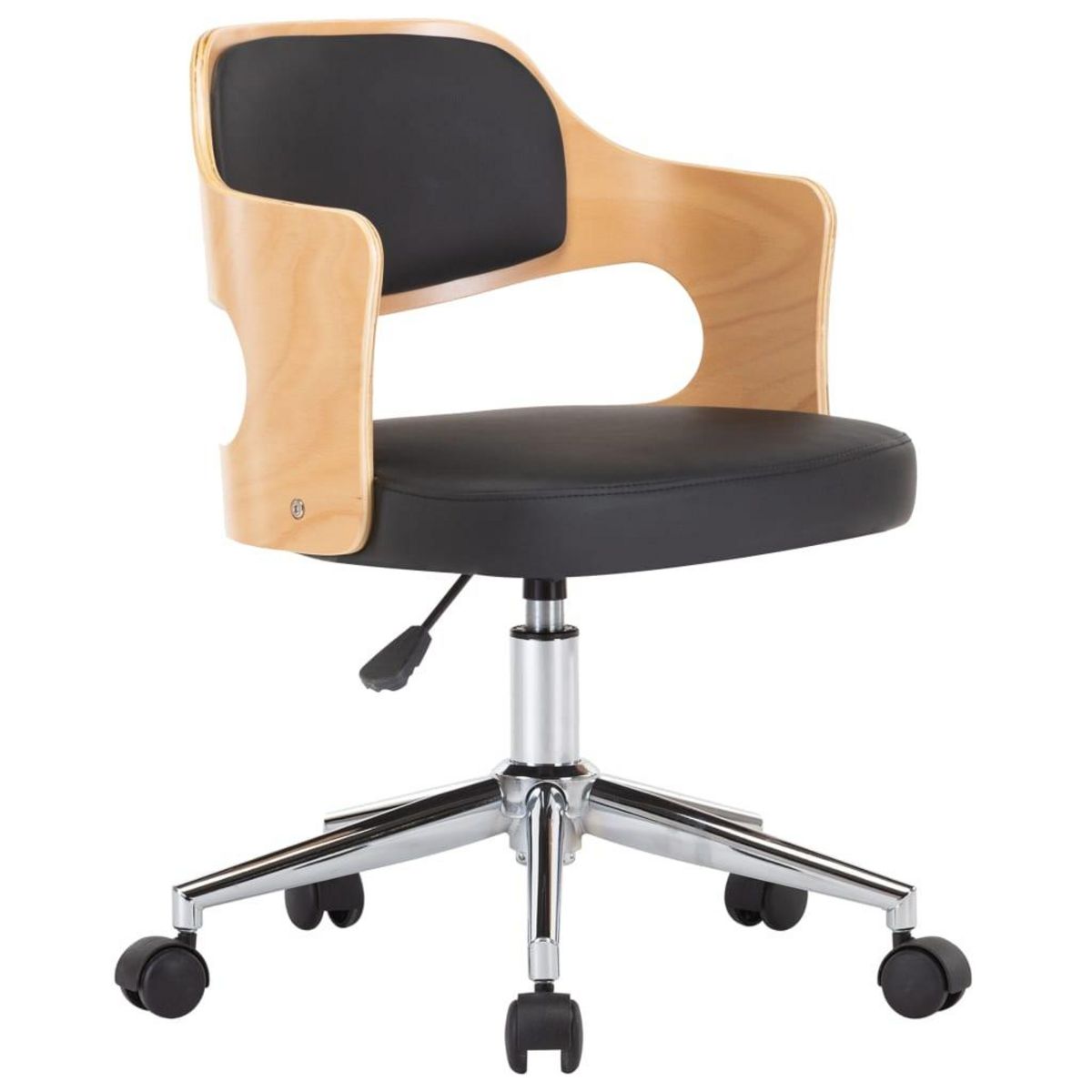 VIDAXL Chaise pivotante de bureau Noir Bois courbe et similicuir