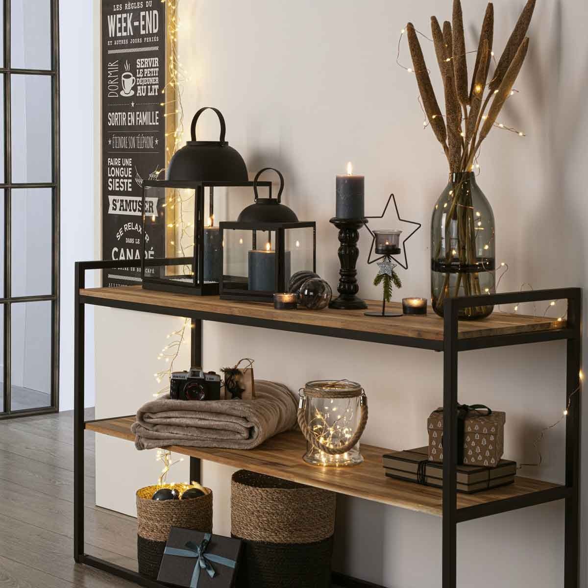 ATMOSPHERA Console métal et Acacia 2 plateaux L120cm ELEORA