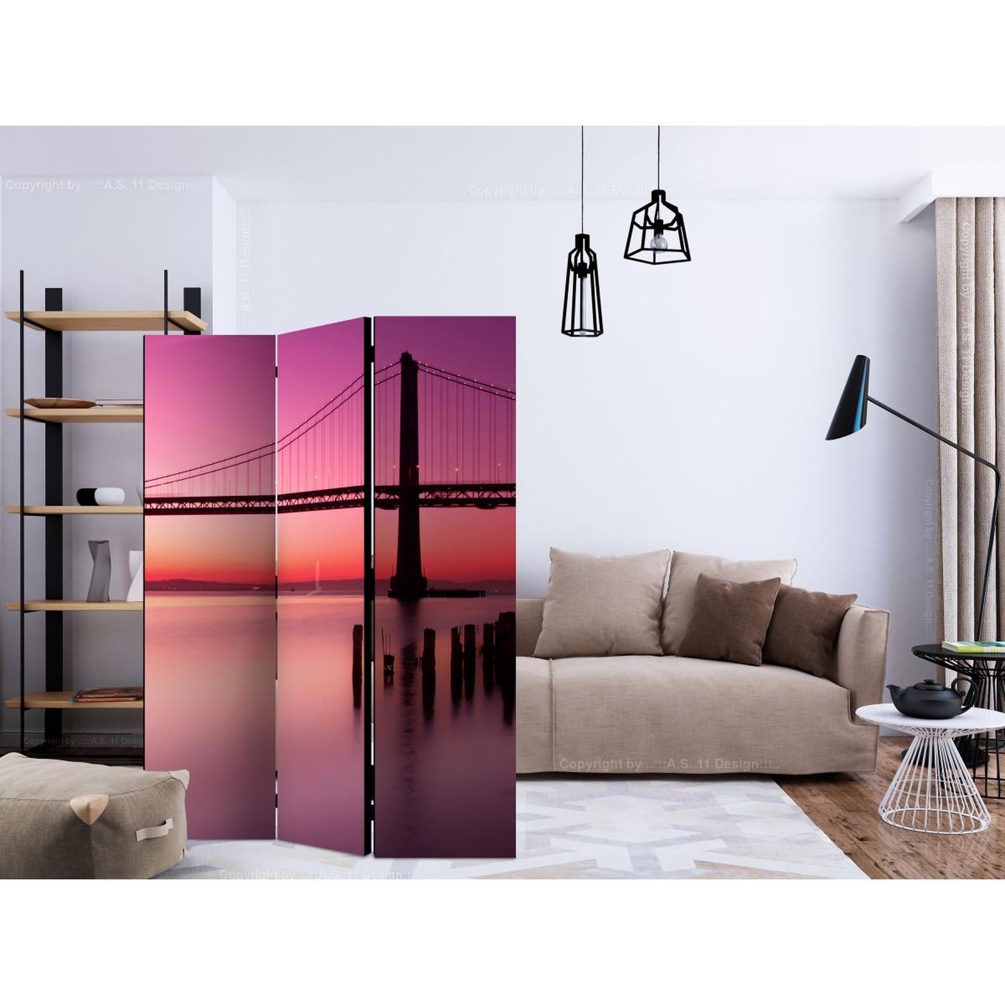 Voir la diapositive 2 : Paris Prix Paravent 3 volets  purple evening  135x172cm