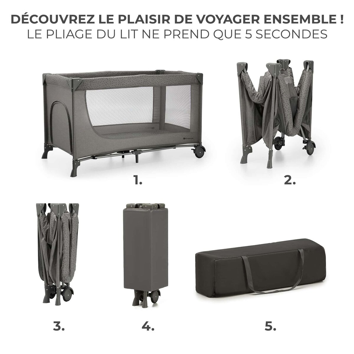 KINDERKRAFT Lit voyage parc bebe pliable avec accessoires pra