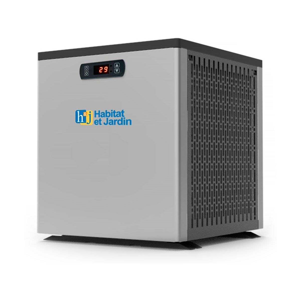 Habitat et Jardin Piscine bois rectangle   Caimans 120   - 4.10 x 3.00 x 1.24  m + Mini pompe à chaleur 3.5kW - Métal - Gris