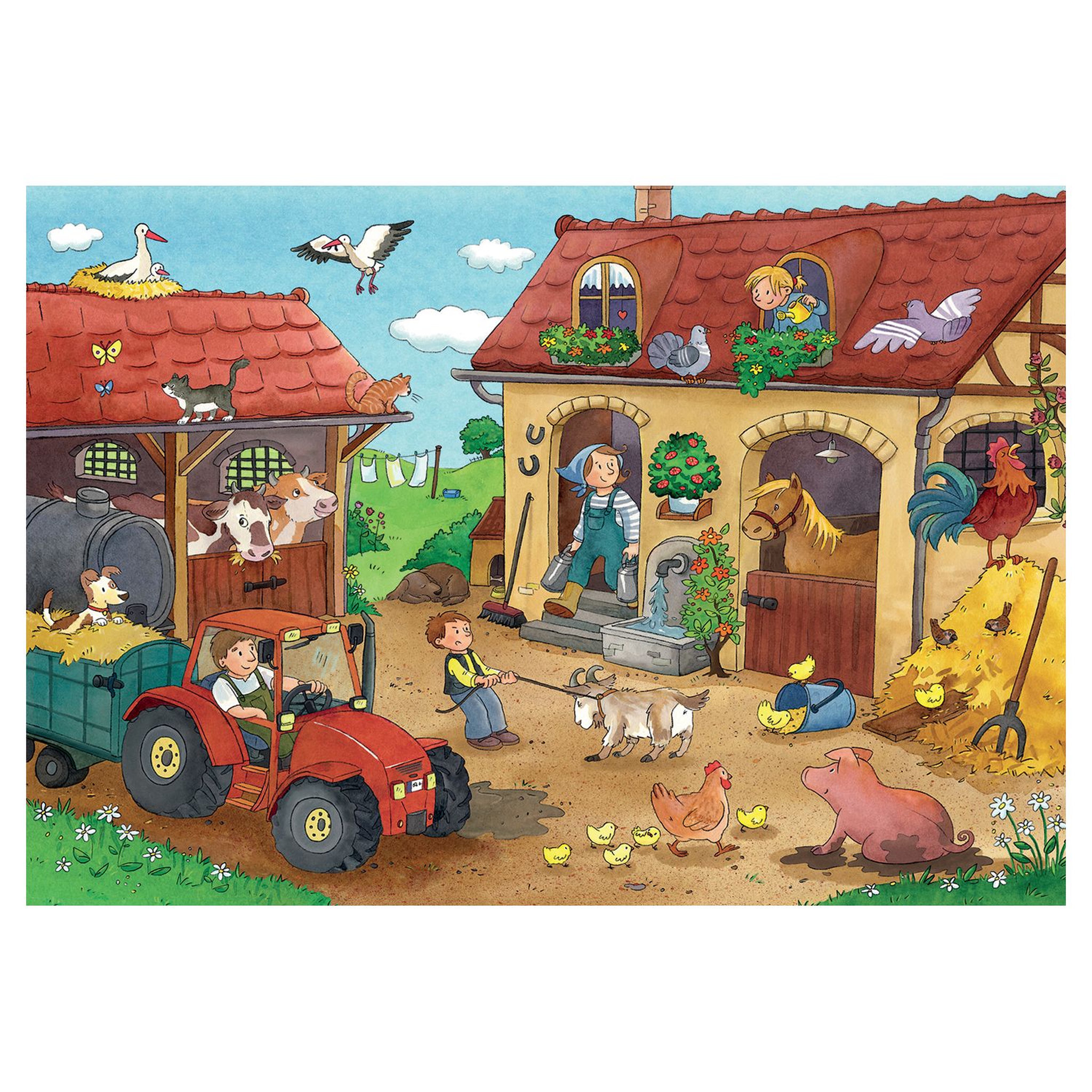 Voir la diapositive 2 : RAVENSBURGER Puzzles 2x12 pièces - Le travail à la ferme