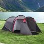 Voir la diapositive 2 : OUTSUNNY Tente de camping 2-3 personnes montage facile 3 portes fenêtres dim. 4,26L x 2,06l x 1,54H m fibre verre polyester PE gris