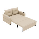 MERAX Canapé droit convertible 2 places coton et lin. Coloris disponibles : Beige