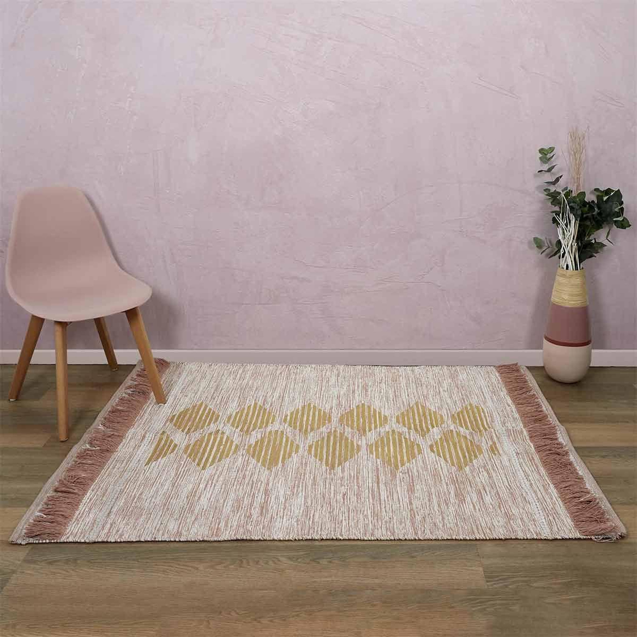 Voir la diapositive 4 : The Home Deco Factory Tapis de salon  imprimé  120x170cm nude & or