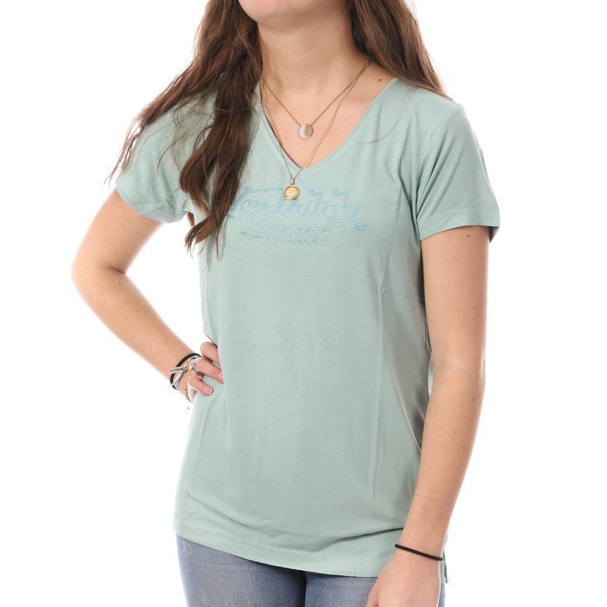 VON DUTCH T-shirt Vert Femme Von Dutch Roon. Coloris disponibles : Vert