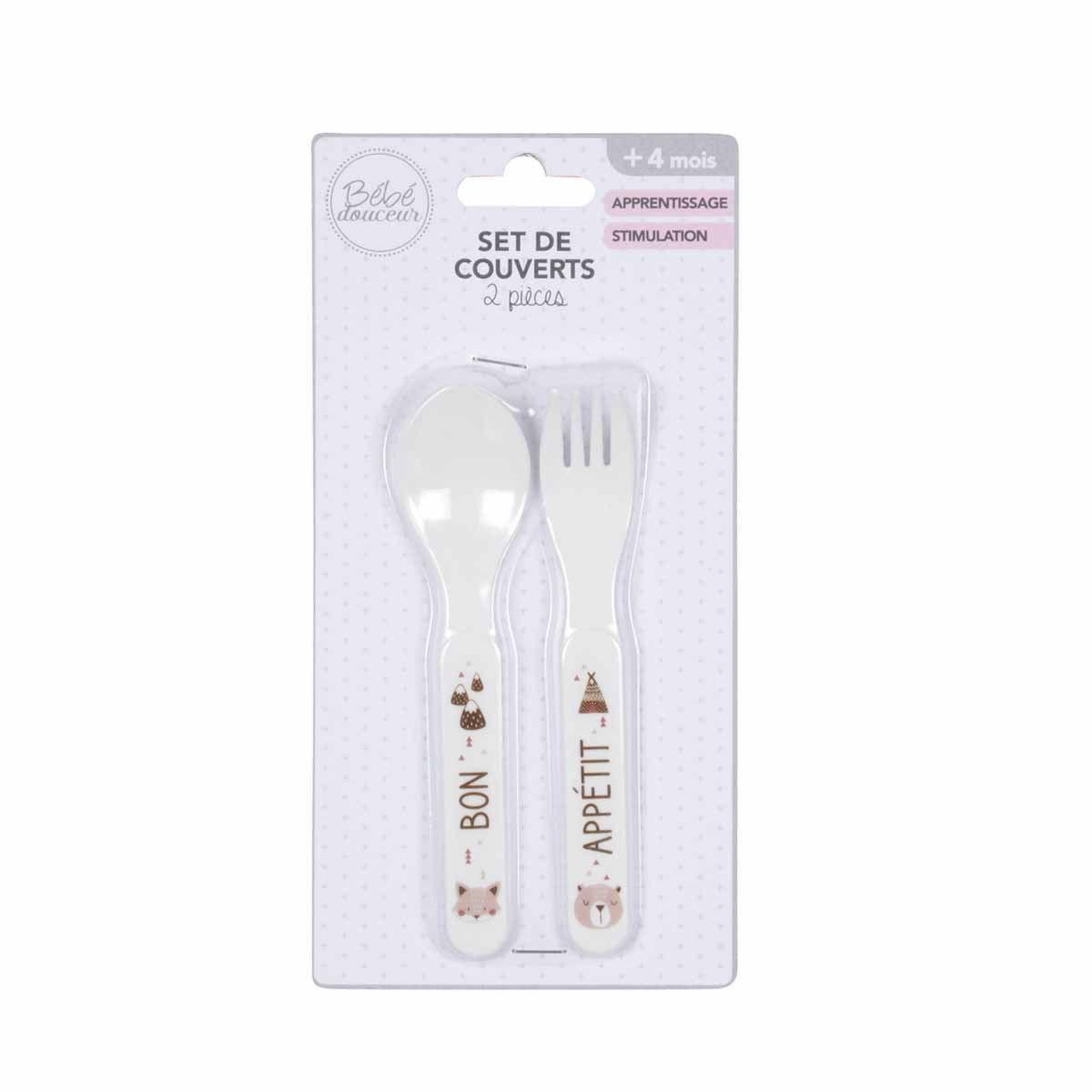 Voir la diapositive 2 : HOMEA Set de 2 couverts bébé  forêt  blanc