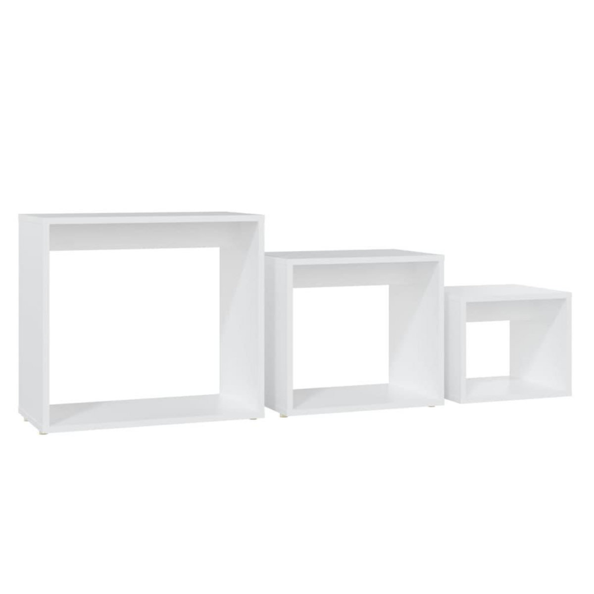 VIDAXL Tables gigognes 3 pcs Blanc Agglomere