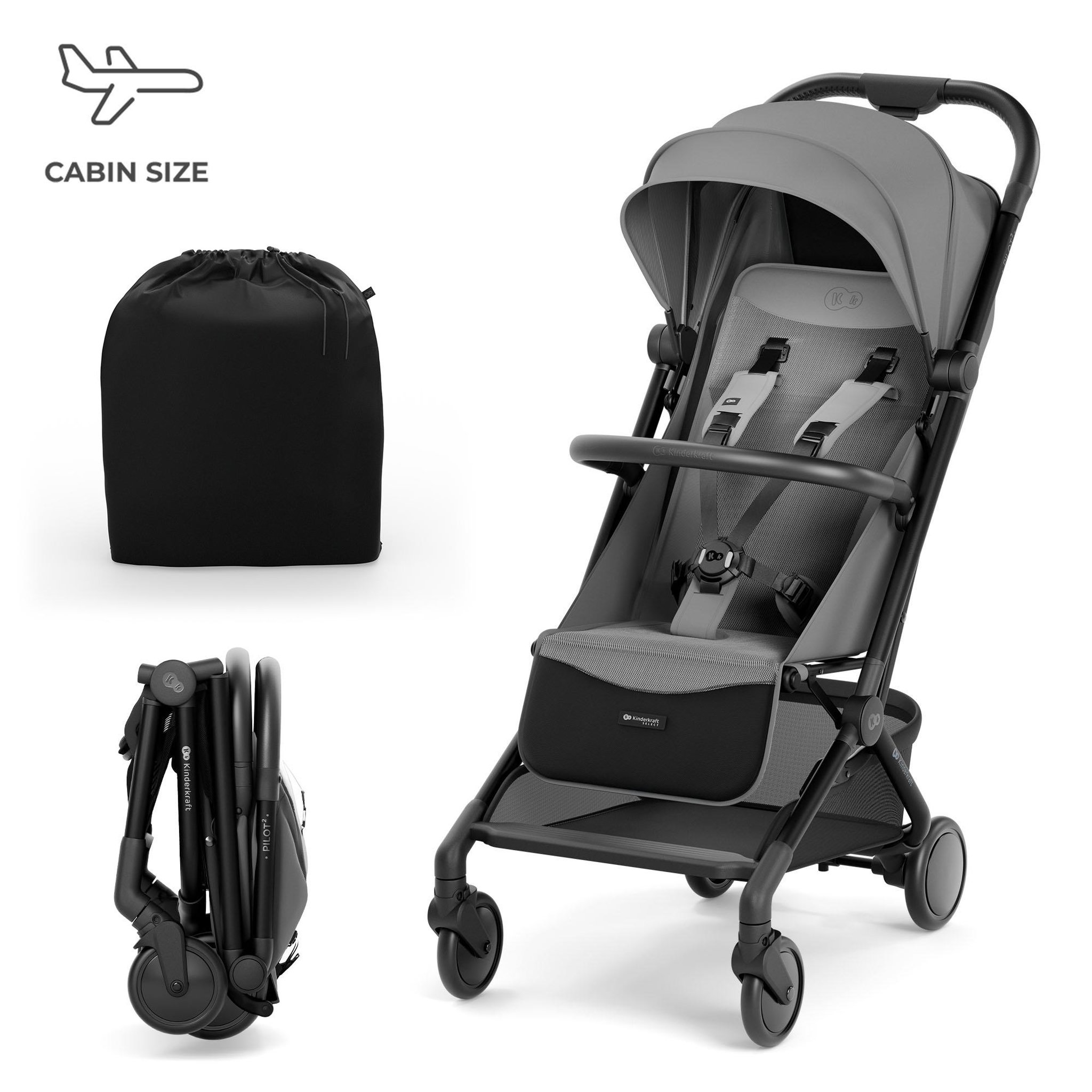 Voir la diapositive 1 : KINDERKRAFT Poussette compacte et facile à plier pour voyages et déplacements