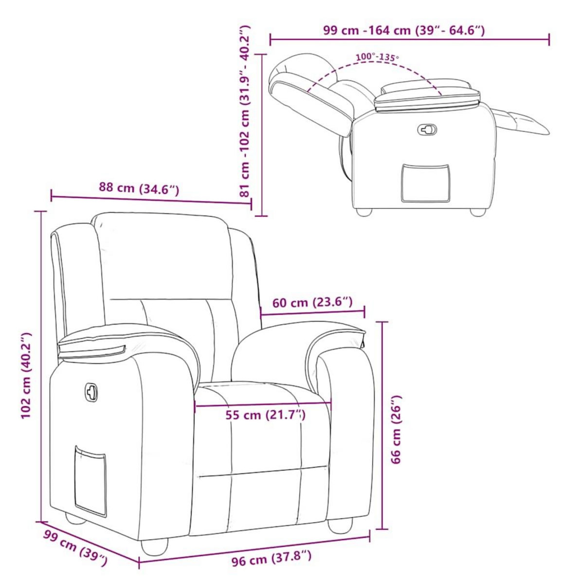 VIDAXL Fauteuil inclinable Taupe Tissu