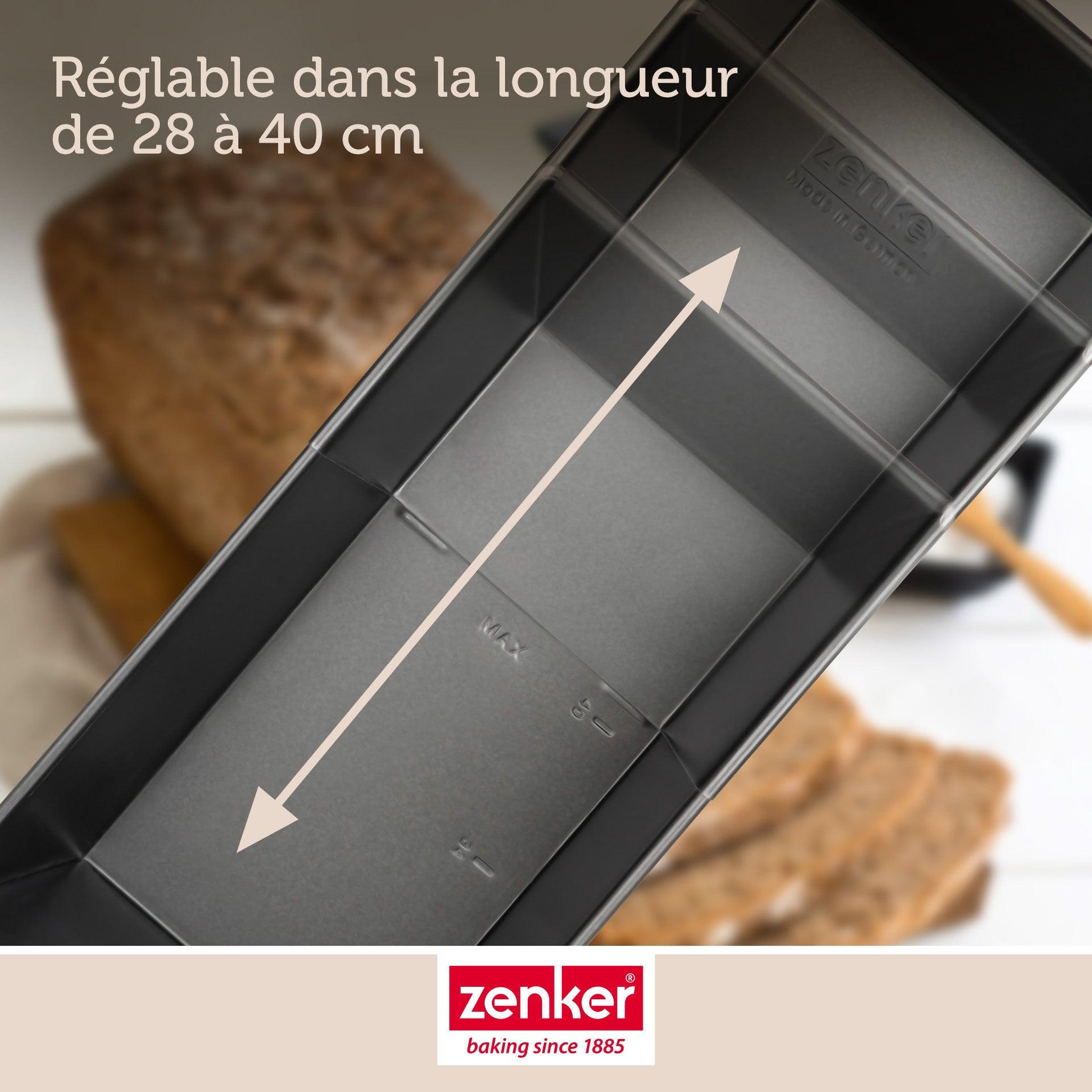 Voir la diapositive 6 : ZENKER Moule à cake extensible de 28 à 40 cm zenker pure