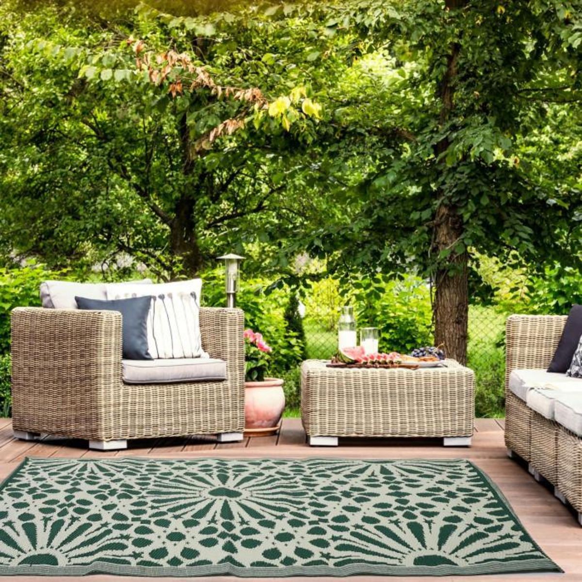 Paris Prix Tapis Déco Imprimé  Patio  120x180cm Vert