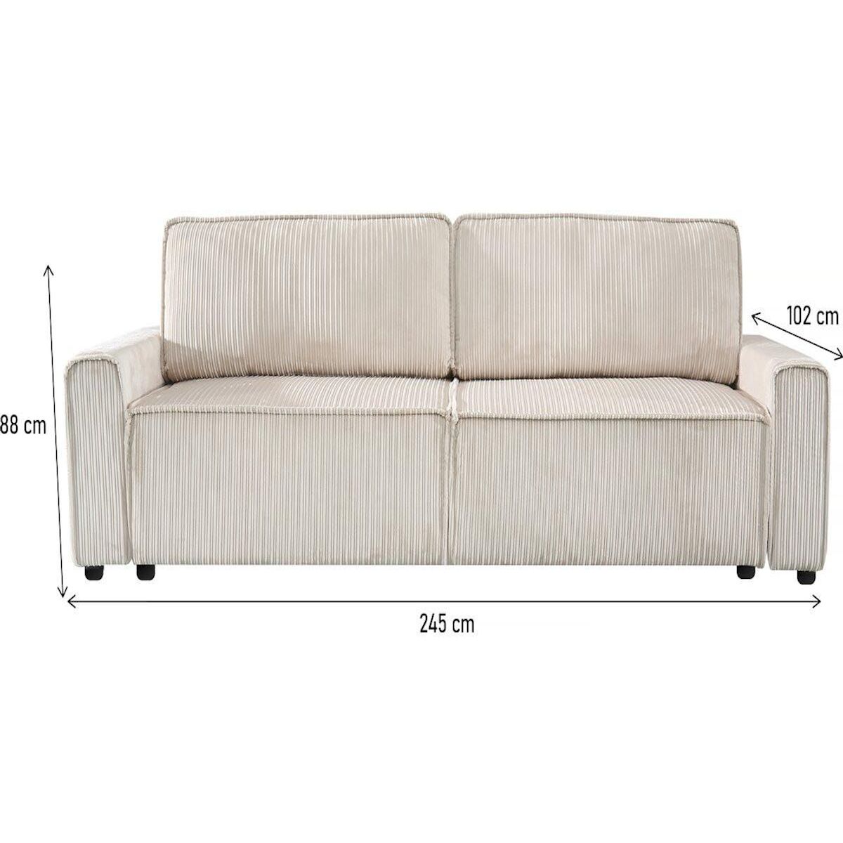 Habitat et Jardin Canapé convertible en velours côtelé  Montaigne  -3 places - Beige