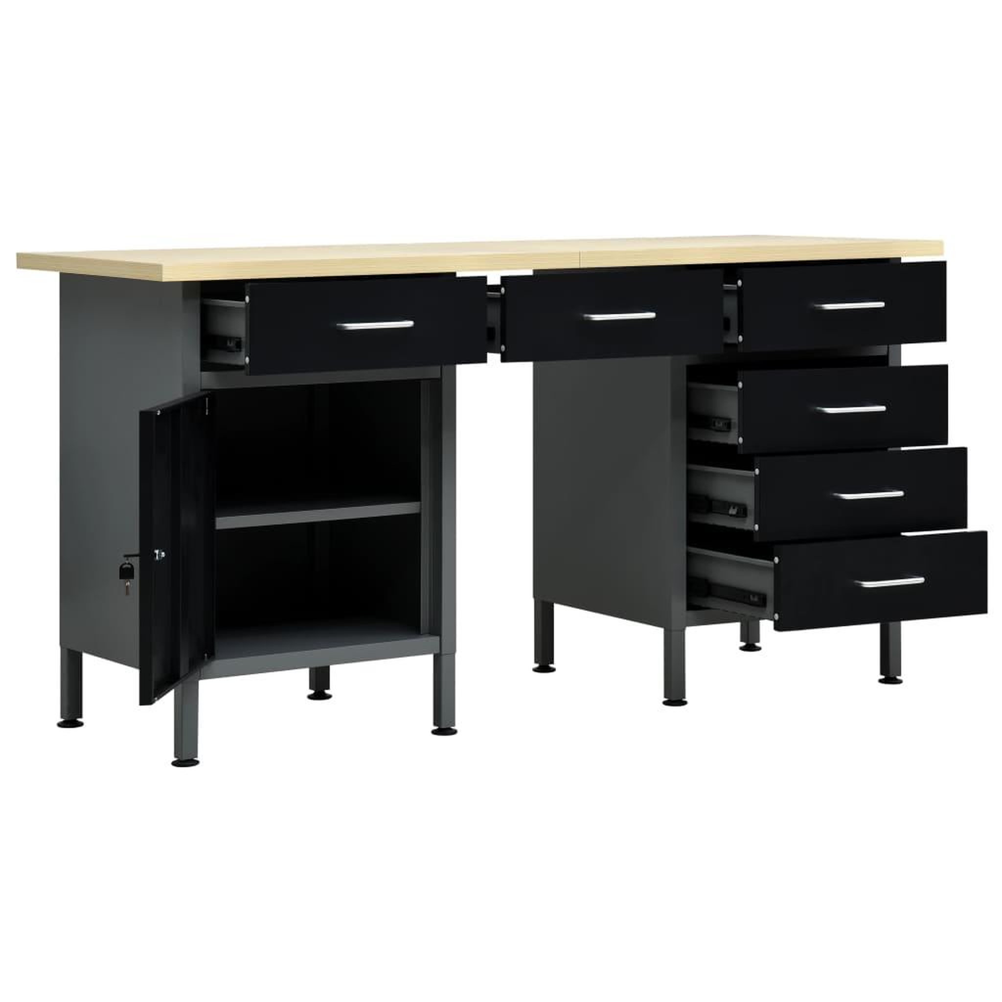 Voir la diapositive 2 : VIDAXL Etabli Noir 160x60x85 cm Acier